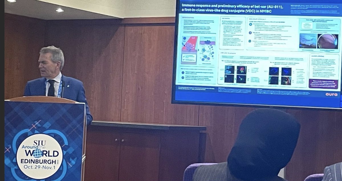 brookmans76's tweet image. Data from our phase 1 study with AU-011/Bel-Sar, a Virus-Drug-Conjugate (VDC), in NIMBC presented by Seth Lerner #SIU23 @SIU_urology 
Immune response and preliminary efficacy of bel-sar (AU-011), a first-in-class virus-like drug conjugate (#VDC), in patients with NMIBC
☑️In IR