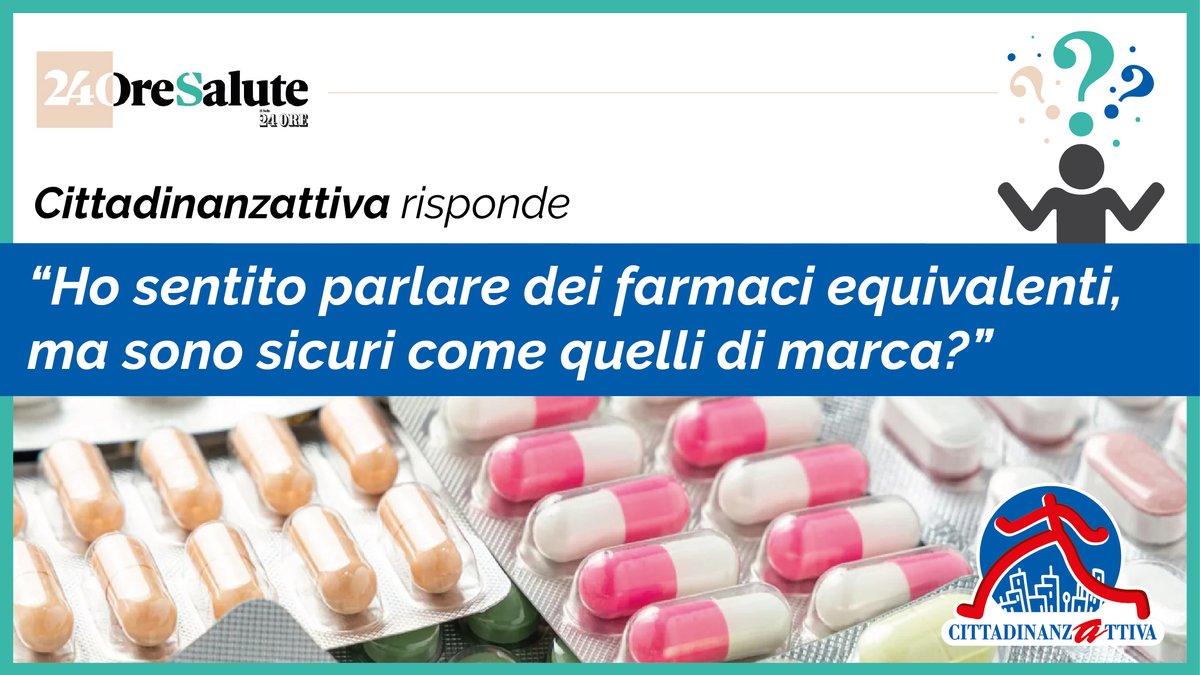 Cittadinanzatti's tweet photo. ❓I #farmaciequivalenti sono sicuri come quelli di marca? Quali sono le differenze?
Ne parliamo su @sole24ore Leggi l'articolo👉 https://t.co/3OXriSGDRC
#24OreSalute #salute #sanita #equivalenti #ioequivalgo https://t.co/dGXXewd3Jw