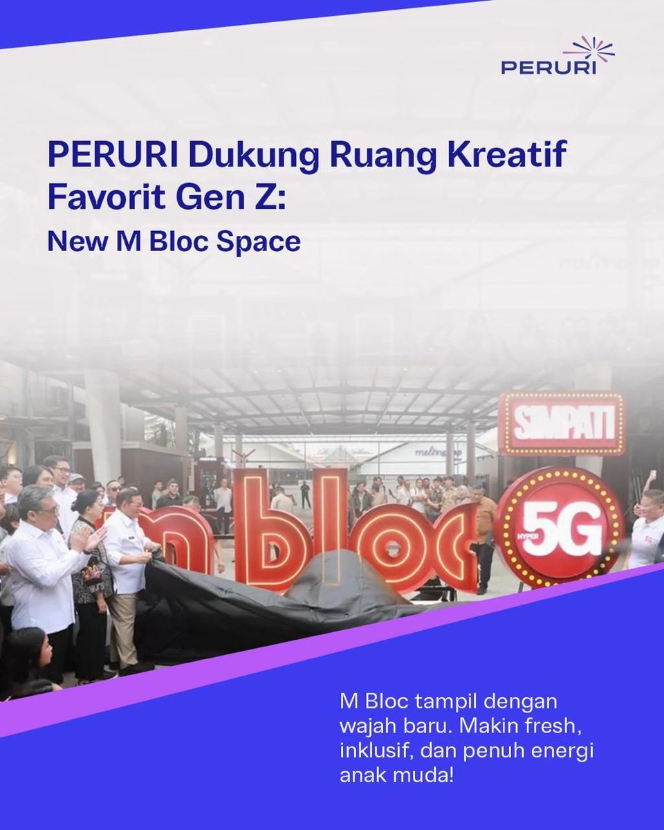 jakaperfect's tweet photo. Dari cetak uang ke cetak peluang , PERURI ikut mendukung wajah baru M Bloc Space, yang makin fresh, inklusif, dan penuh energi.

#PerusahaanTeknologiHighSecurity #InnovationforASovereignFuture #KemajuanBerdaulat #InovasiKeamananTinggi #PeruriGovTechIndonesia #TrusteeOfSovereignty https://t.co/ynsNpcGtbH