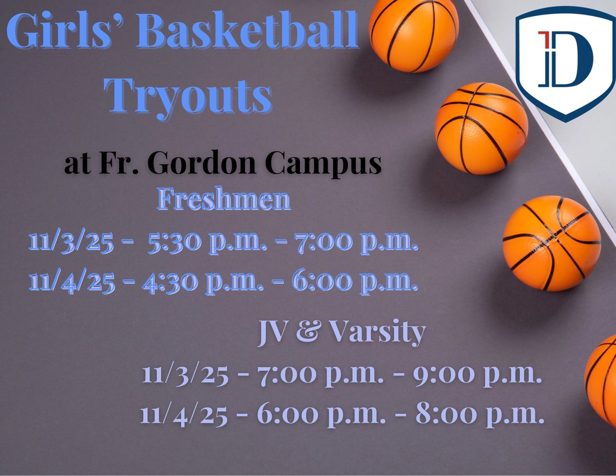 Tryouts for the 25-26 Girls’ Basketball season are quickly approaching! We look forward to seeing everyone interested in joining our family on Monday!!💙💙