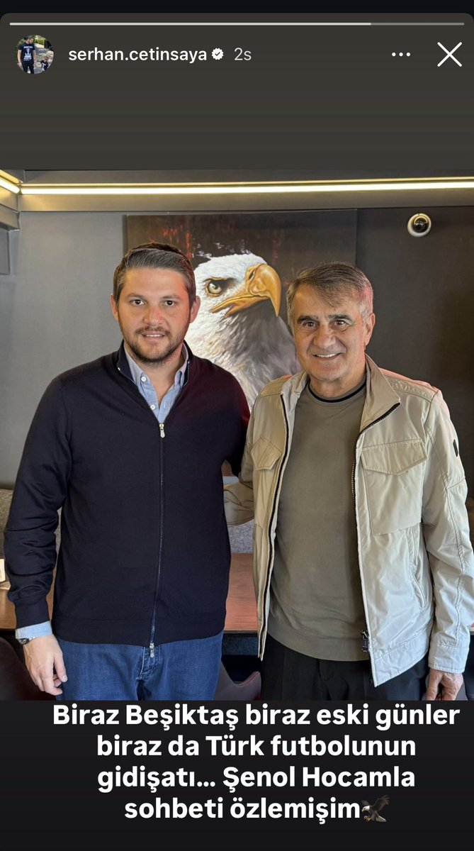 Beşiktaş eski yöneticisi Serhan Çetinsaya’nın Şenol Güneş paylaşımı.