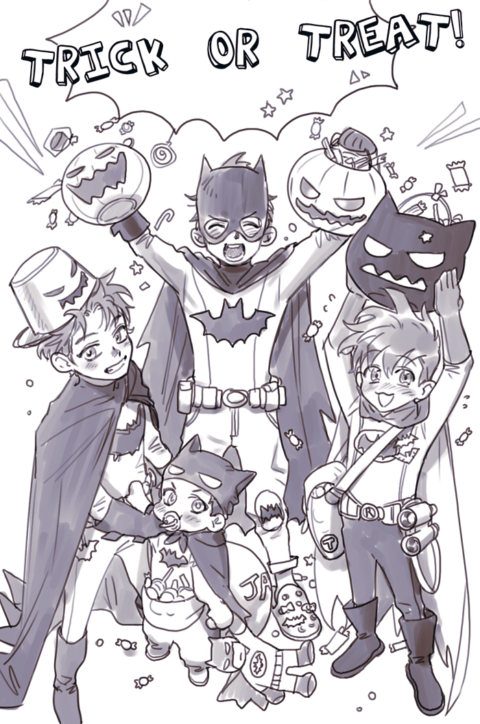 Sajang_bin's tweet photo. 아기 로빈즈의 할로윈🎃🍭
#HappyHalloween 
#Robin 
#Batman https://t.co/RMH9mENgkc