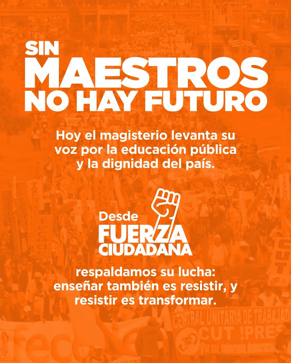 Hoy los maestros de Colombia salen a las calles para defender la educación pública y la dignidad del magisterio.

Su lucha es la lucha de todos los que creemos y sabemos que la educación es la base de todo progreso y todo cambio en la sociedad. 

Mientras haya un maestro