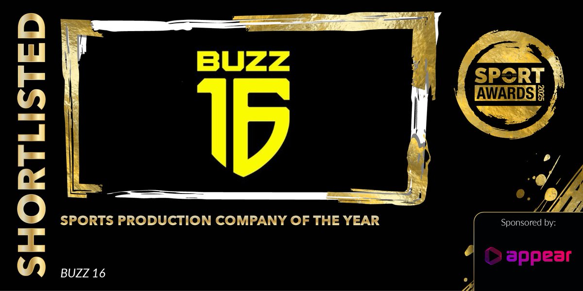 broadcast_sport's tweet image. Among the finalists for Sports Production Company of the Year Sponsored by @Appear_net is @Buzz16

✨Join us on the 13th November, book your table now! bit.ly/BSA25BookNow 

#BSportAwards25 #BroadcastSportAwards #SportsMedia #Sport