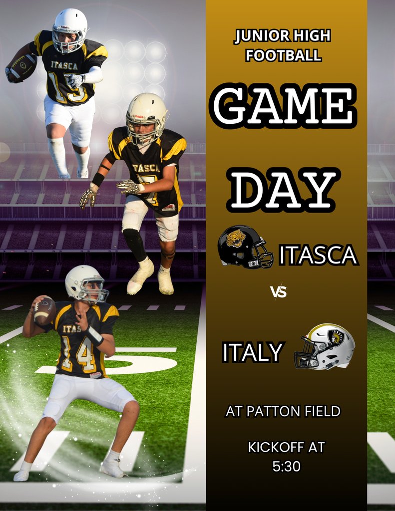 JH Football Game Day. Your JH Wampus Cats will be playing their last home game of the season tonight against rival Italy. Kickoff is at 5:30pm at Patton Field. Come out and support your Wampus Cats.