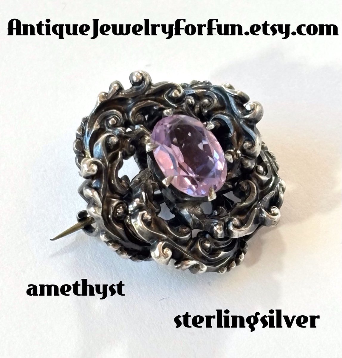etsy.com/listing/439531… #amethystbrooch #sterlingsilver
