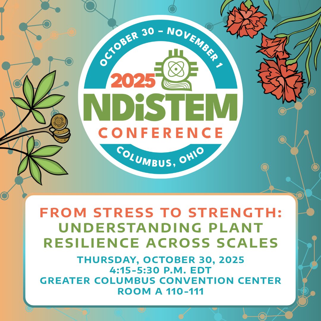 MSU_PRI's tweet image. Come learn about plant resilience today at the #NDiSTEM2025 symposia &quot;From Stress to Strength: Understanding Plant Resilience Across Scales.&quot;

Be sure to also stop by the MSU exhibitor booths (numbers 631, 633, &amp;amp; 635) to learn about graduate programs in #plantscience and more! 🧑‍🔬