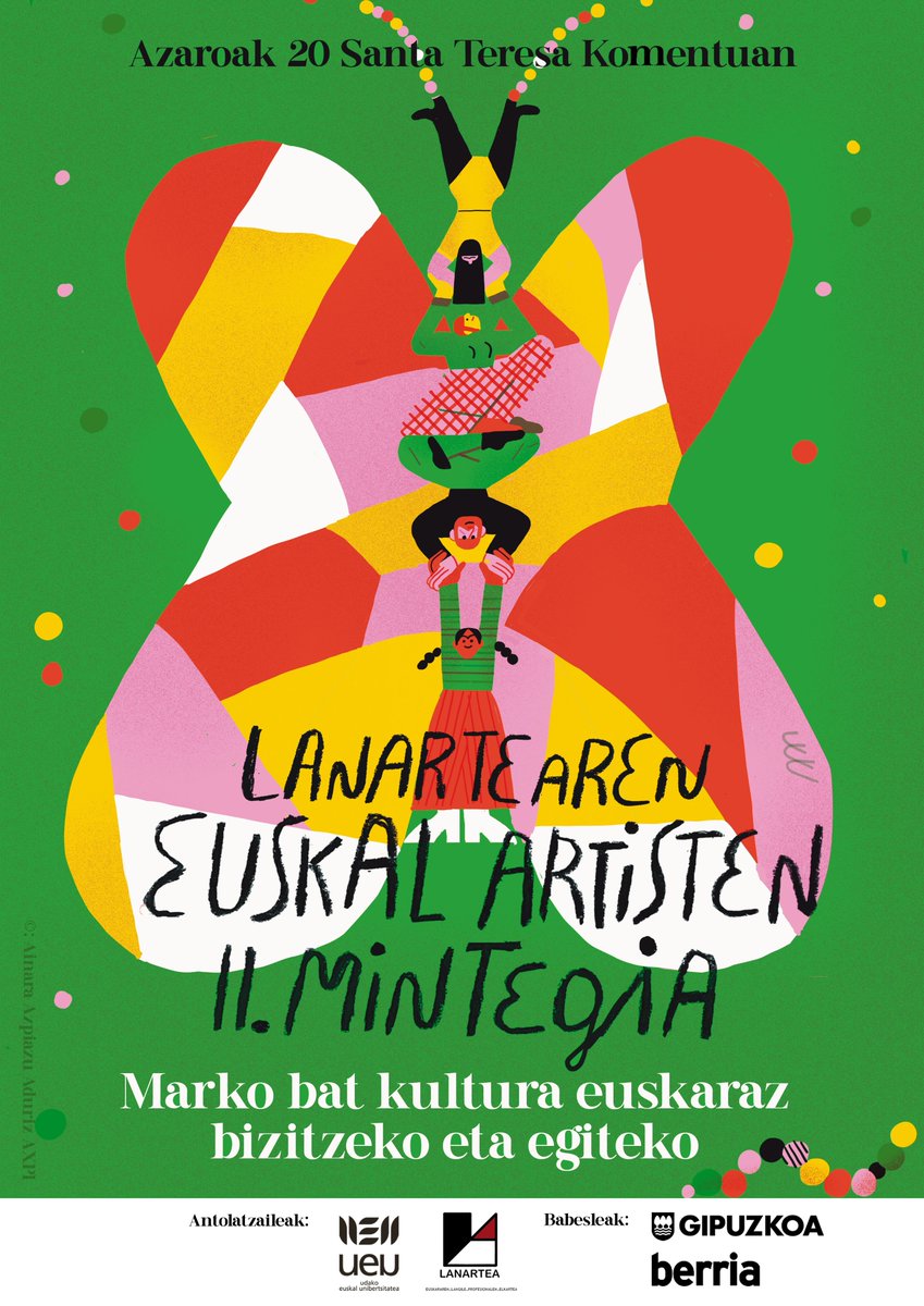 <a href="/ander_lipus/">Ander Lipus</a> <a href="/OskiaUgarte/">Oskia Ugarte</a> <a href="/gotzonbarandi/">gotzon barandiaran</a> <a href="/AmagoiaGu/">Amagoia Gurrutxaga</a> <a href="/ueu_orokorra/">UEU</a> <a href="/iastiz/">Inigo Astiz</a> Bernardo Atxaga, Oihana Iguaran, Maia Iribarne + <a href="/josevisky/">Joseba Larratxe</a> hizlari izango dituen "Legezko jantzi bat, artezko bizitza bati" mahai-inguruaren txanda etorriko da segidan.