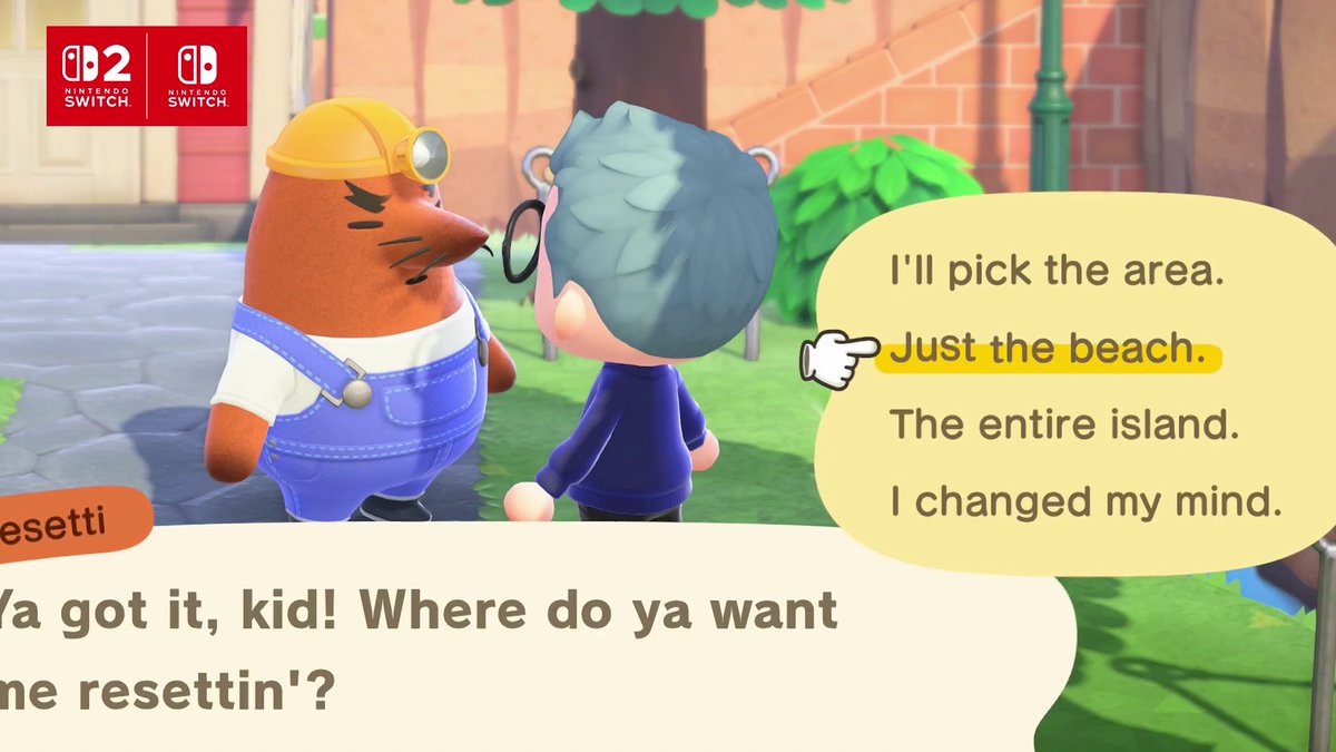 ACWorldBlog's tweet image. Resetti returns in Animal Crossing: New Horizons Version 3.0 with new services to help reset and tidy up your island by returning items to your storage! Choose from the entire island, your beach, or a specific area. ⛏️