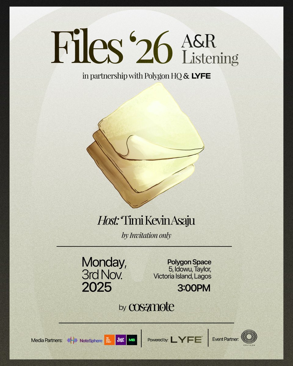 emaxee_'s tweet image. We’re hosting a private listening for A&amp;amp;Rs and label execs to experience the curation behind Files&apos;, from the songs to the artists, curated by @TheKevinAsaju

this album was designed to get the attention of the best ears in music to discover the amazing artists in our collective.