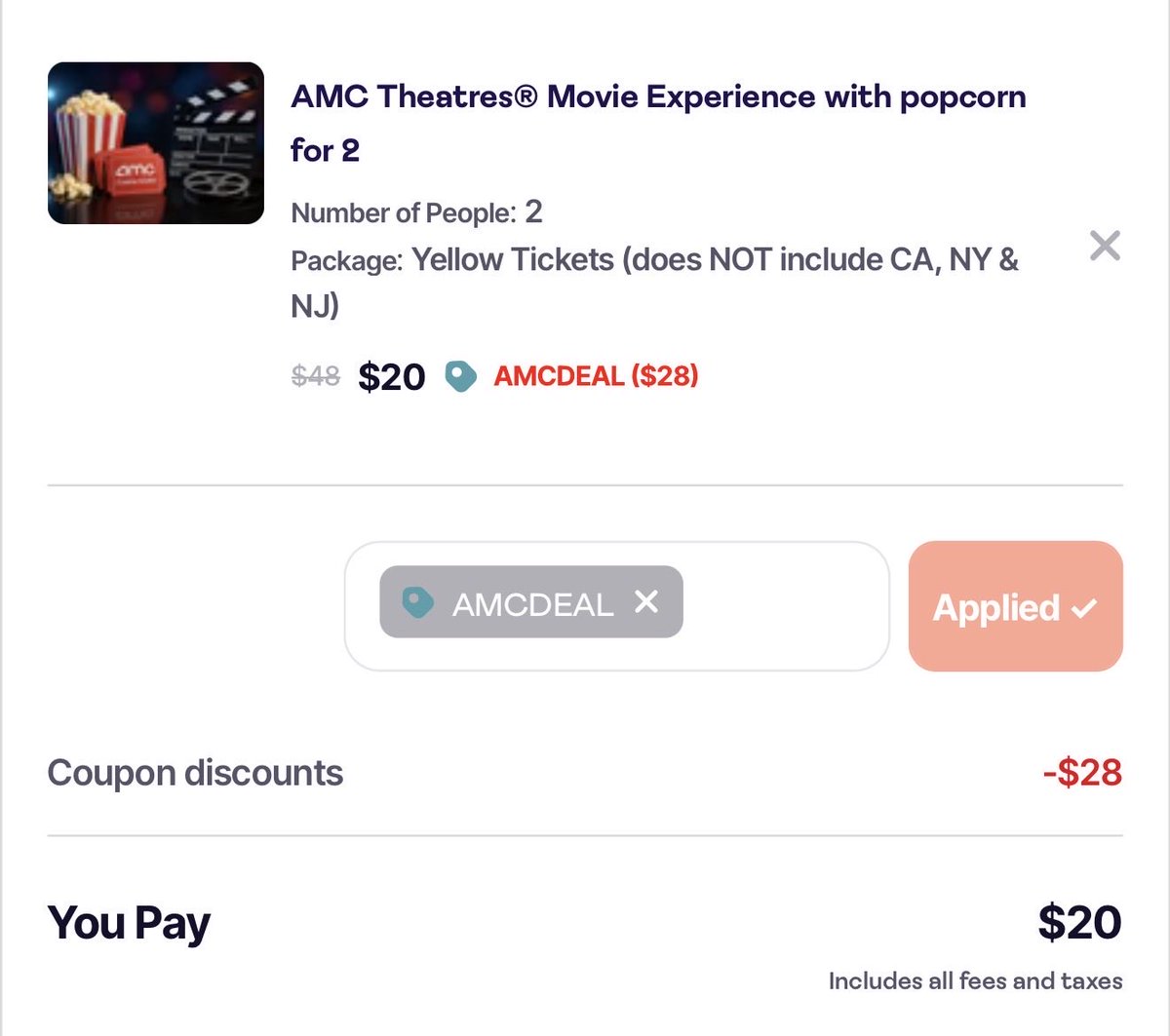 LordOfSavings's tweet photo. 🏃‍♂️ IT’S BACK!! AMC Theatres Movie Experience With Popcorn &amp; Fountain Drinks For Two now $20 via Giftory

🏷️ Use Code AMCDEAL At Checkout. Does Not Include California, New York, &amp; New Jersey!

🔗 - https://t.co/w23pIR1zf1

#LRDeal | #AD https://t.co/aMBbCMdZW1
