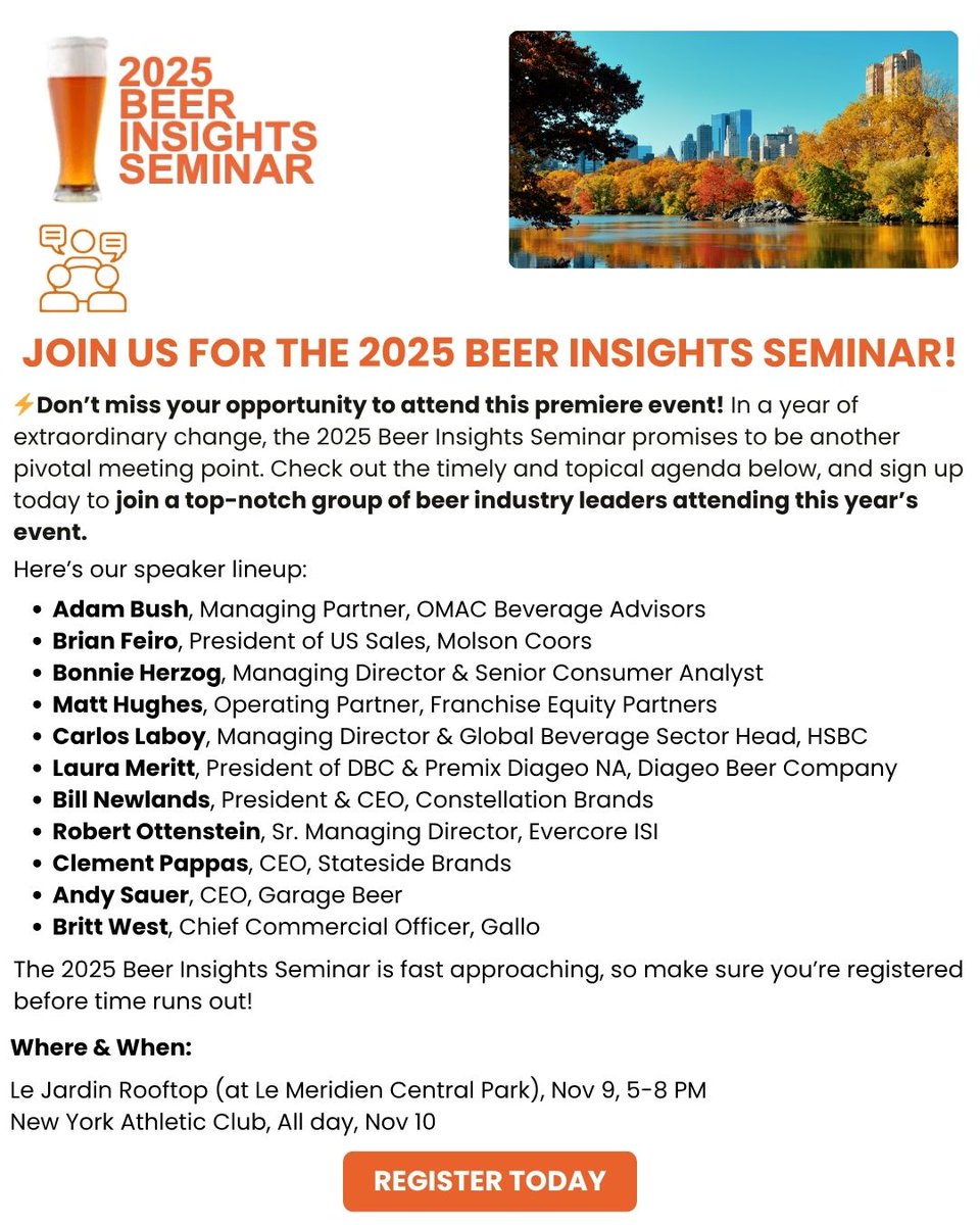 Now is the time to register for the 2025 Beer Insights Seminar in New York! Reserve your seat today before time runs out. beerinsights.com/order/product/…