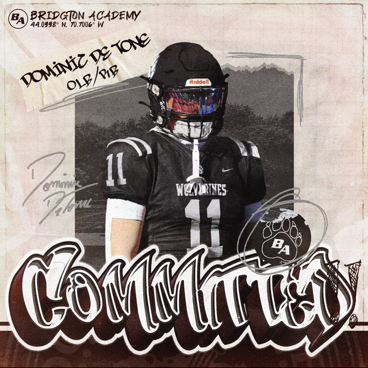 I’m extremely excited to announce my commitment to Bridgton Academy. 
<a href="/Bridgton_Ftbl/">Bridgton Academy Football</a> <a href="/Coach_Dugs/">Matt Dugan</a> 
<a href="/coach_qwoods/">Quinn Woods</a> <a href="/603SportsMedia/">Roger Brown</a>
<a href="/nhsportspage/">NH Sports Page.com</a>