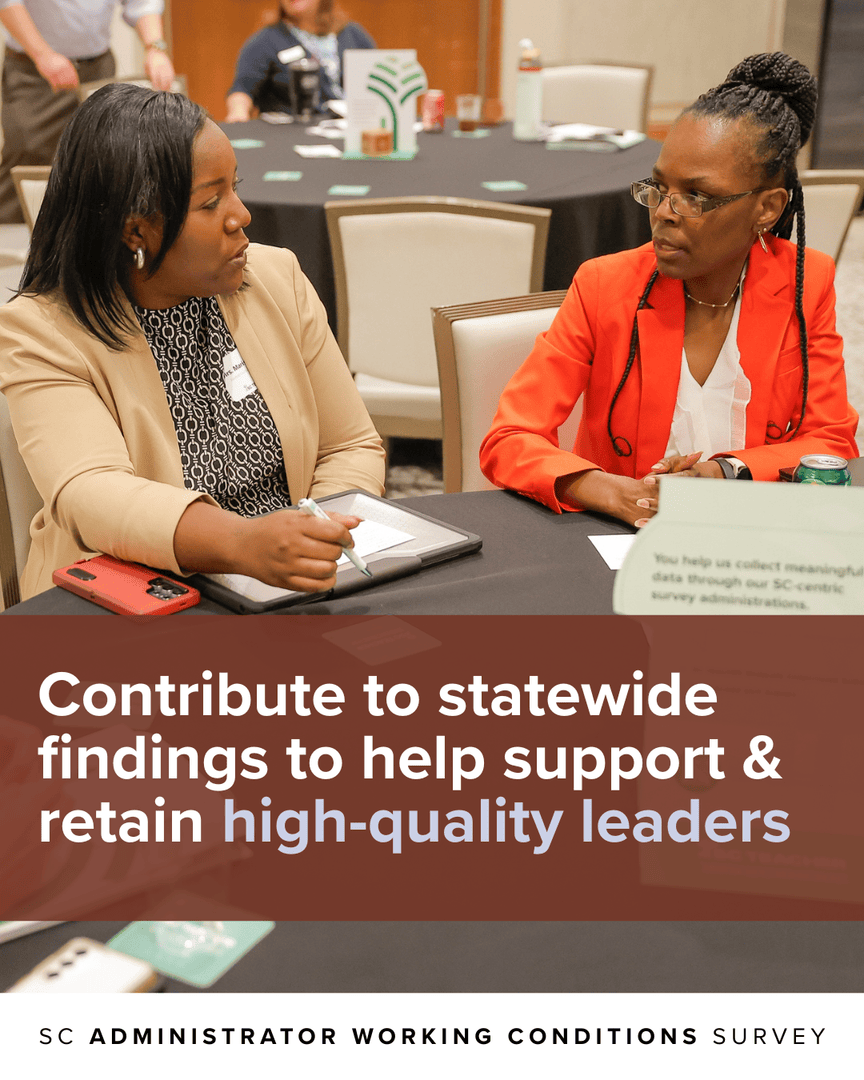 When districts choose to participate in the upcoming SC Administrator Working Conditions Survey, leaders can better understand the balance of job demands &amp; resources across roles in their district.

Explore the new survey: heyor.ca/qmO1FV

#k12 #sc #eddata #scschools