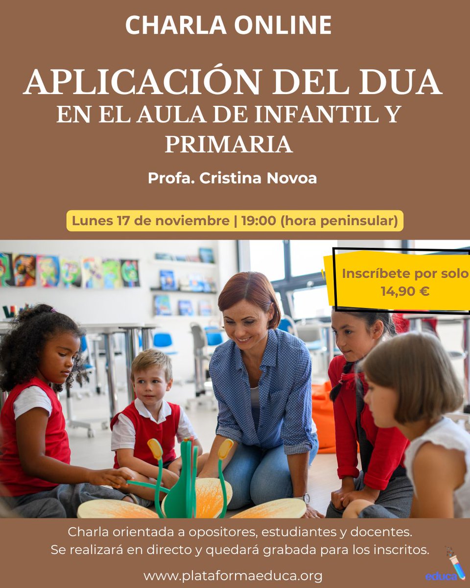 Información e inscripciones aquí  plataformaeduca.org/producto/charl… #claustrovirtual #dua #diversidad #profes #opositores