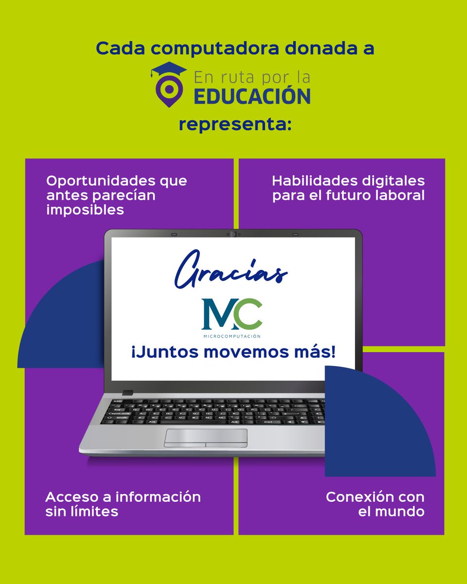 En el siglo XXI, la tecnología no es un lujo. Es una puerta de acceso al futuro.

Por eso celebramos hoy a <a href="/MCMICROCOMP/">MC MICROCOMPUTACION S.A. DE C.V.</a>, nuestro aliado tecnológico que entiende que la innovación es para todos.

Gracias por su donativo de 💻 e impresoras que viajan desde Nuevo León hasta Chiapas,