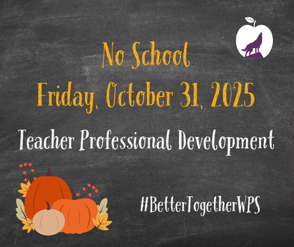 WolvesWps's tweet image. REMINDER: No school for scholars Friday, October 31st.
Have a wonderful long weekend! 💜 🐺

#BetterTogetherWPS #WyomingWolves