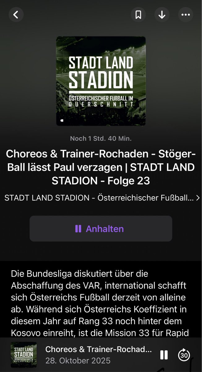 Das ist übrigens mittlerweile mein Lieblingspodcast, wenn es um die Ö-Bundesliga allgemein geht. Wahnsinnig sympathisch, mit viel Tiefe, aber auch Humor. Zudem mit <a href="/paul_frysgr/">Paul Freysinger</a> aka „Rapid Pauli“ einen top Experten aus dem grünen Lager!