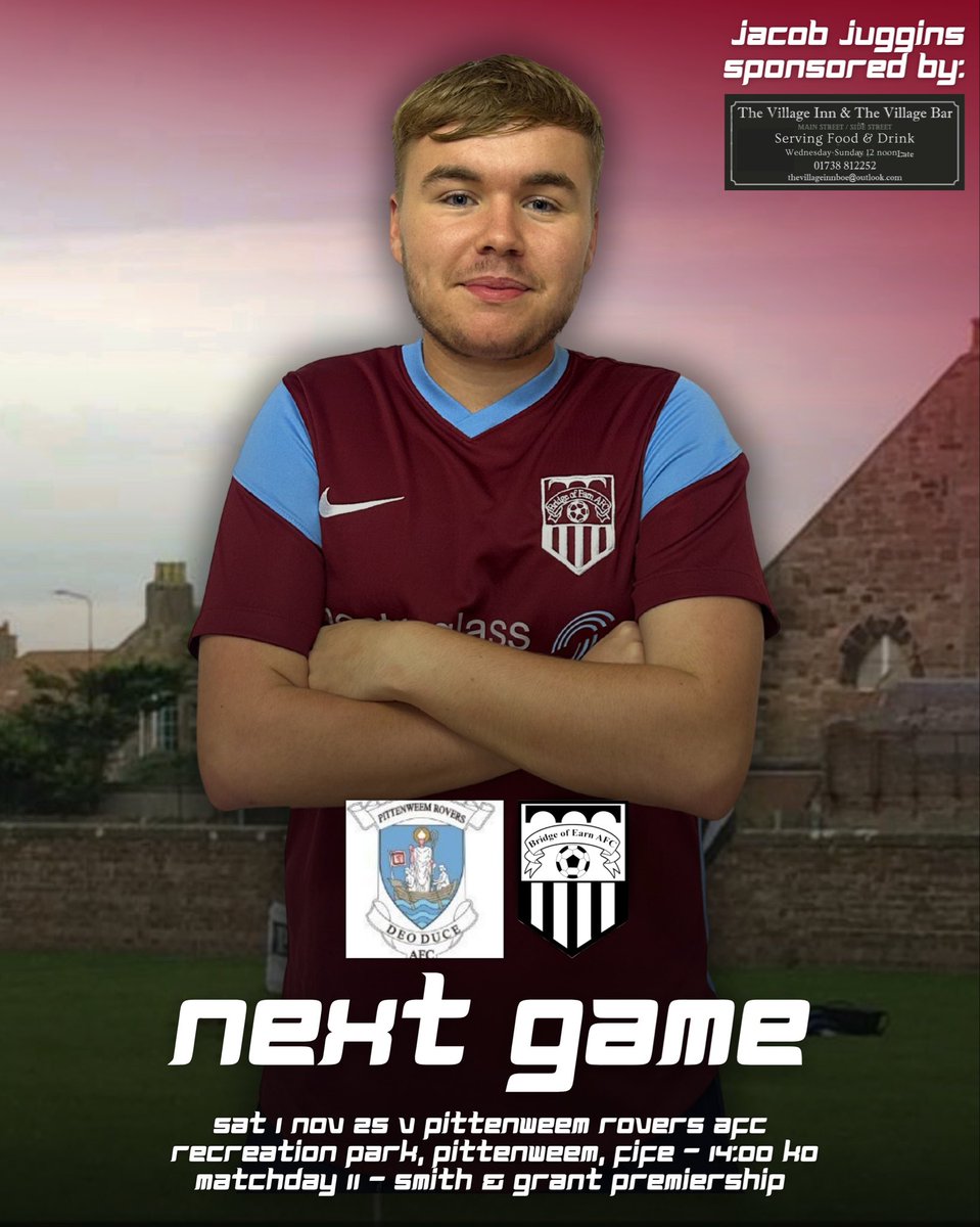 ⚽️ 𝑵𝒆𝒙𝒕 𝑮𝒂𝒎𝒆 | 𝑷𝒊𝒕𝒕𝒆𝒏𝒘𝒆𝒆𝒎 𝑹𝒐𝒗𝒆𝒓𝒔 (𝑨)

🗓️ Sat 1 Nov 25
🏆 Smith &amp; Grant Premiership 
🆚 Pittenweem Rovers AFC
📌 Recreation Park, Pittenweem, KY10 2QP
⏰ 14:00 

#MTB