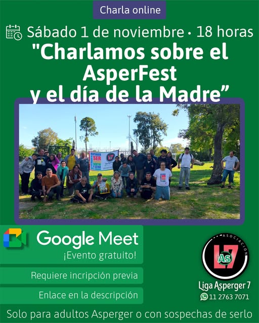 LigaAsperger7's tweet image. NOS ENCONTRAMOS EN GOOGLE MEET 
Sabado 20 de Septiembre, de 18 a 20 horas de Argentina 
Tema: "Charlamos sobre el Asperfest y el día de la madre".
Inscripciones:
forms.gle/knvKY8yguRzQZm…
#asperger #tea #bhfyp #diversidad #discapacidad #adultosasperger #resiliencia #ligaasperger7