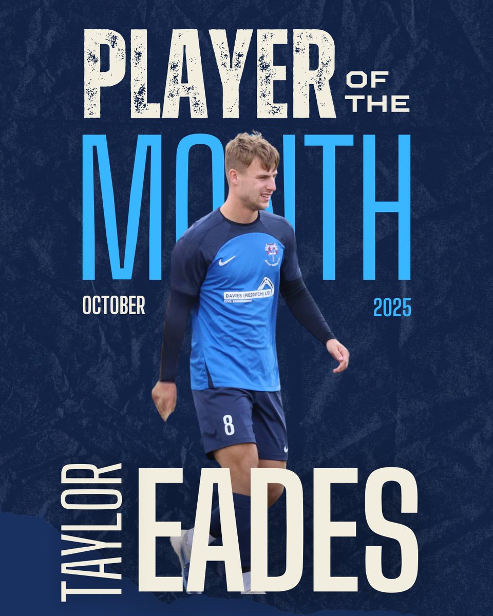 PLAYER OF THE MONTH

Octobers player of the month award goes to central midfielder Taylor Eades 🤝 

Always reliable and incredibly consistent, Tayls is big player for us and an ever present in the heart of our midfield 👊🏻

#UpTheValley