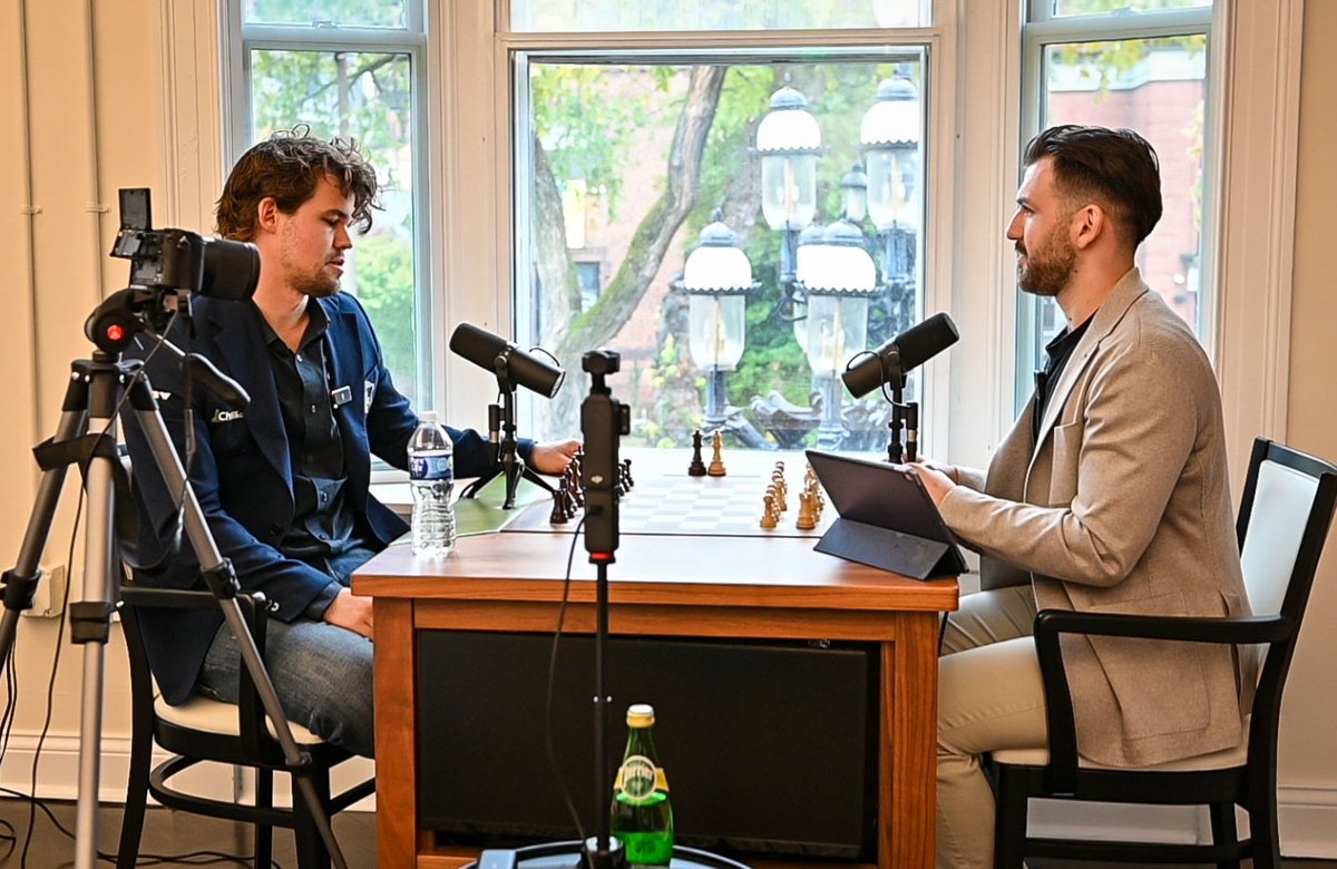 BrezinaJohn's tweet image. @CristianChirila interviews world #1 @MagnusCarlsen and the 2025 US Champions @FabianoCaruana &amp;amp; @carissayipchess at the @STLChessClub during media day before the start of Clutch Chess. @CSQpod