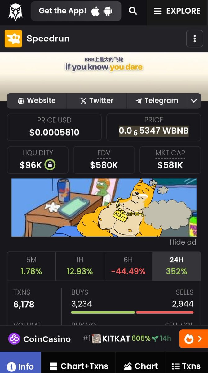 SPEEDRUN is an AI innovation Coin 
Bag some and wait till it's boom, check it out 
CA:
0x214754207f18df2e2624F82b3A49904086024444