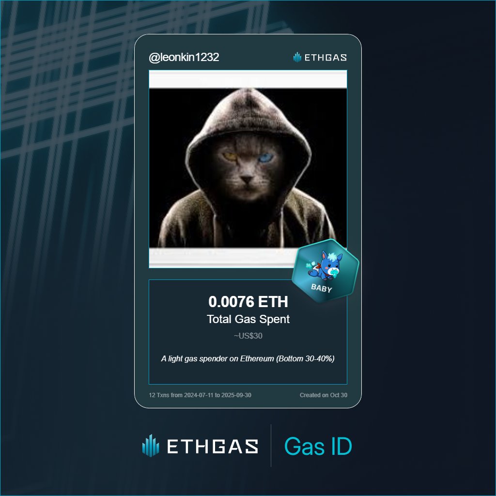 leonkin1232's tweet photo. Discovered my Gas ID via ETHGas - turning my gas spend into rewards 🫘

As a Baby Jack, I've spent 0.0076 ETH on gas but earned 1500 Beans back.

Get your Gas ID and Beans here: https://t.co/PJXUtaAj2I https://t.co/jXWpI9nK5D
