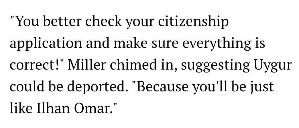 AriCohn's tweet image. Katie Miller, Stephen Miller's wife, leaves no doubt that this administration wants to strip people of citizenship because it doesn't like their speech. 

She admits it, loud and proud.

This should disgust anyone who cares about free speech, and about American ideals.