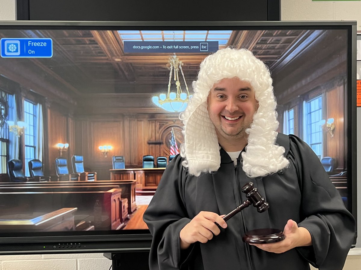 Court is in session! Held our mock trial to determine Mary Maloney’s guilt or innocence based on evident from #LambtotheSlaughter Highly engaging and standards-driven! <a href="/SecondaryELAWS/">Secondary ELA WSFCS</a>