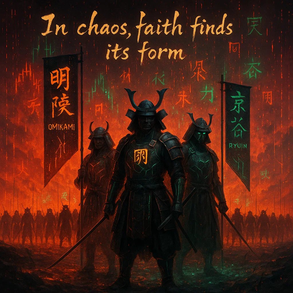 <a href="/CryptotwitsHQ/">Cryptotwits</a> When the charts bleed, faith speaks.
The Kami Army shows up. ⚔️
$OMIKAMI × $RYUJIN still here, still building.