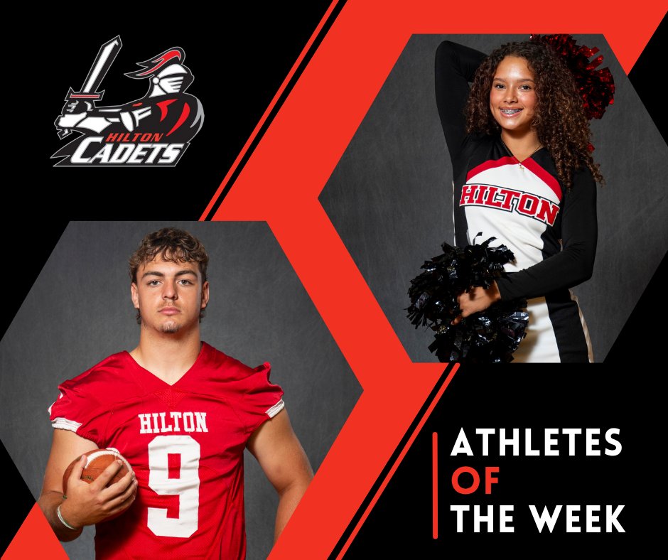 HiltonCadets's tweet image. Congratulations to Calvin Starwald @hiltoncadetsfb &amp;amp; Mia Hicks @Hilton_Cheer. They are our #CadetNation 𝙖𝙩𝙝𝙡𝙚𝙩𝙚𝙨 𝙤𝙛 𝙩𝙝𝙚 𝙬𝙚𝙚𝙠  #WeAreHilton🍎