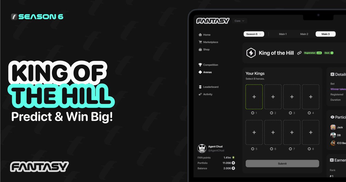fantasy_top_'s tweet photo. King of the Hill 🏔️

Coming later this season, test your Fantasy skills in the ultimate prediction challenge. Each week, predict the highest scoring Hero from each star tier (1–8) and take your shot at the Jackpot!

Use Fragments as your buy-in for each entry, with entries fueling the rewards pool. A significant portion will be burned permanently, reducing supply and strengthening the economy.