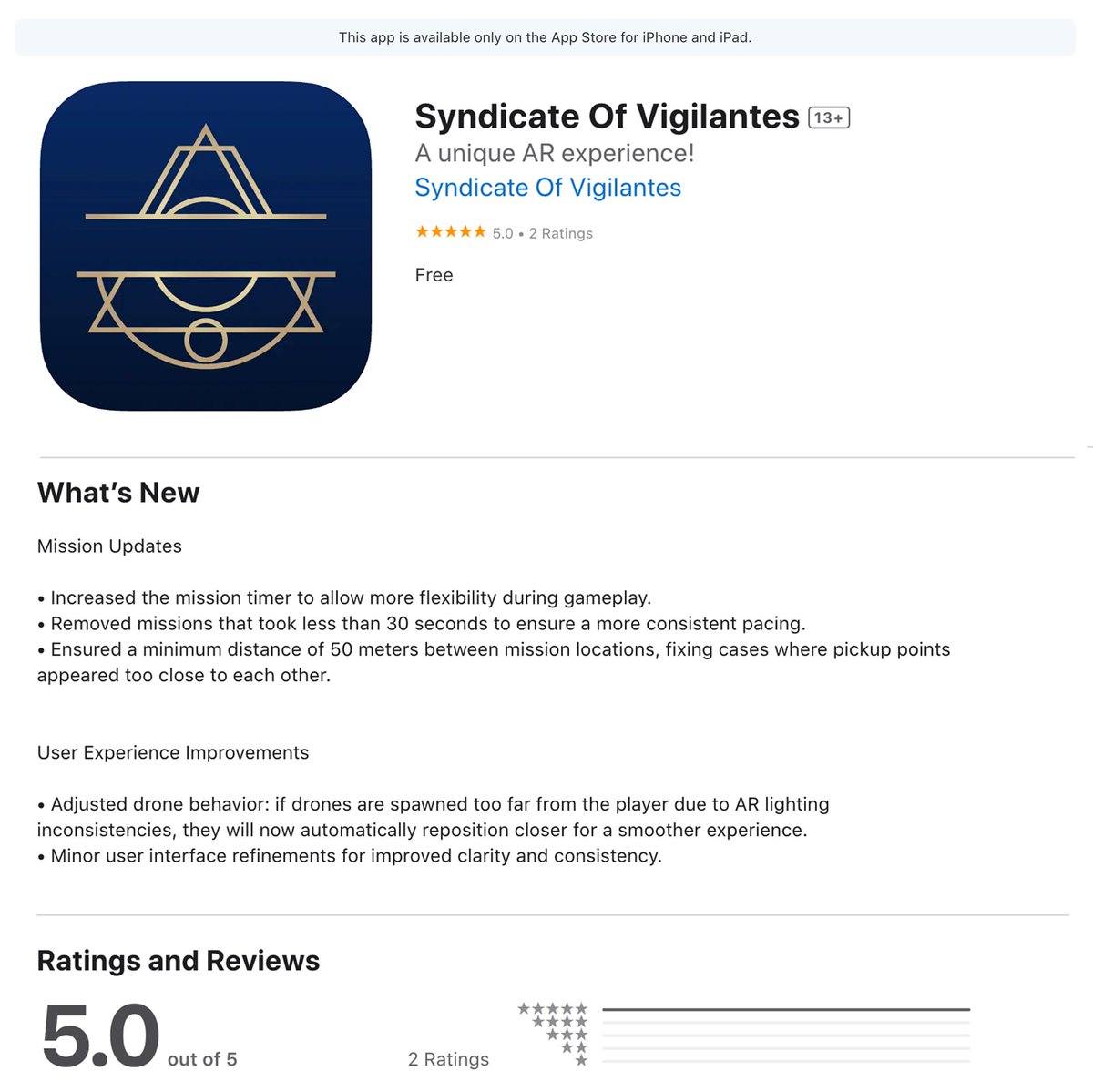 SOV_thegame's tweet image. 💡We&apos;re so proud; update 1.0.4 is available on iOS and Android

What’s new
- Increased mission timer for smoother pacing
- All missions are &amp;gt; 30 sec.
- Mission locations &amp;gt; 50 meter apart
- Drones reposition closer if spawned too far

You gave us feedback, we improved the game 🤝