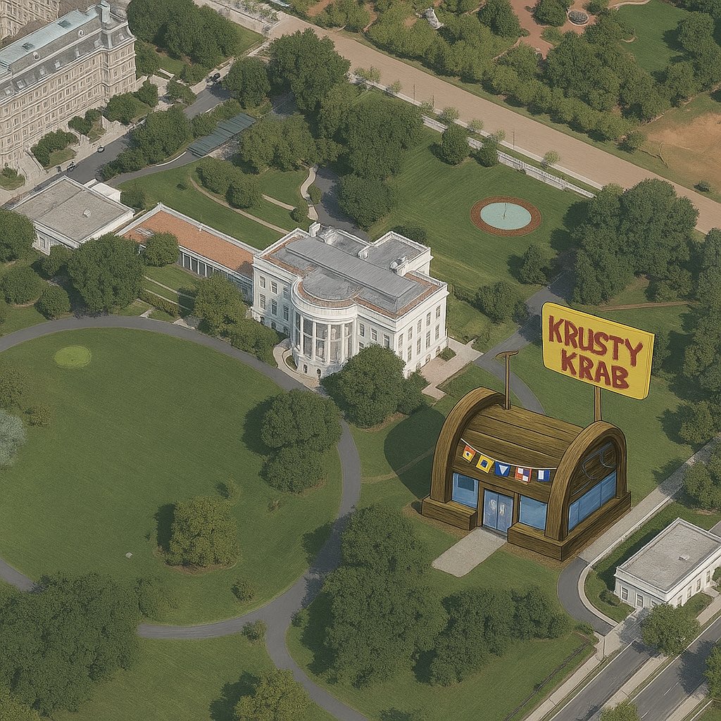 fullsteamdes's tweet photo. No one expected the White House would be building a Krusty Krab in place of the East Wing https://t.co/9mEw7P0LjM