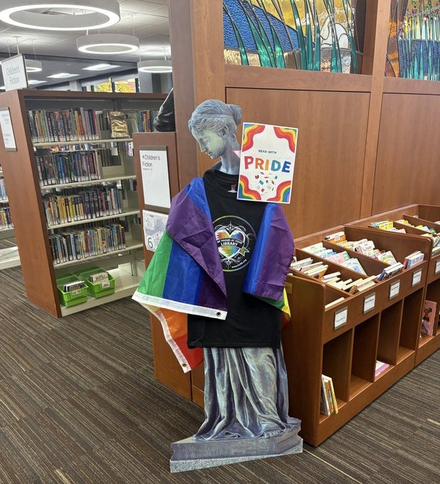 Edina Library, a public, taxpayer-funded library in Minnesota, is displaying Pride propaganda right next to the children's book section.

They want to indoctrinate your children. Parents, BEWARE!