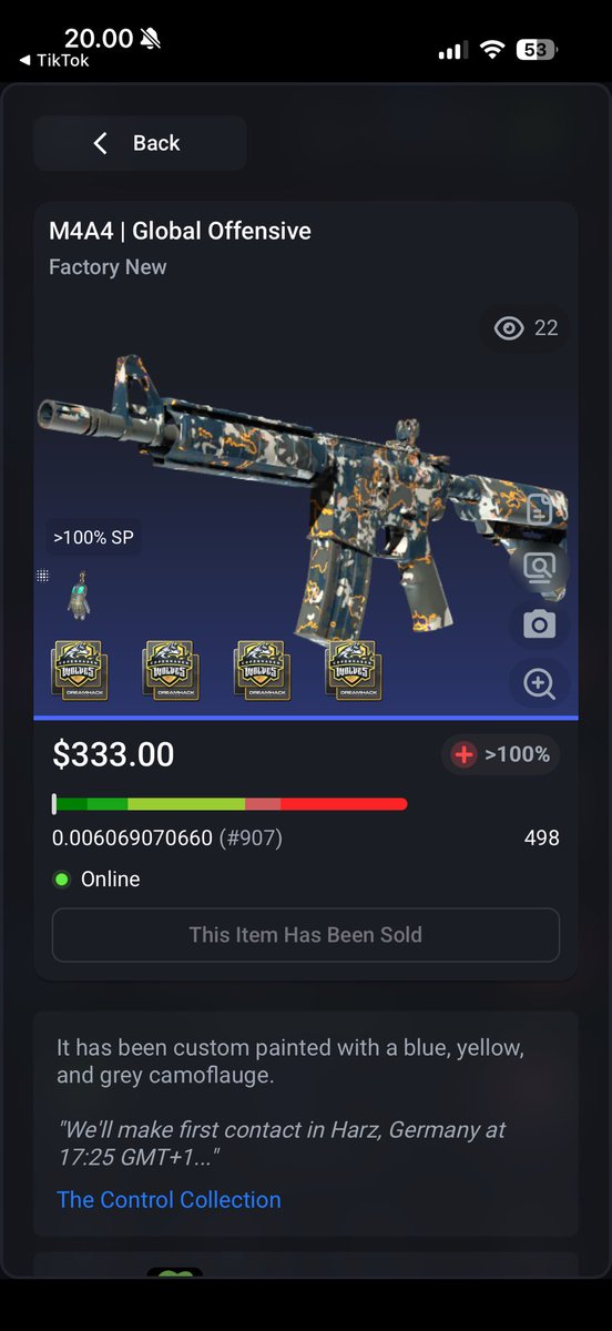 Seb_CS2's tweet image. This market crash is crazy ngl, someone just bought my m4 global offensive for over 100% sp, and it was 100% over sp before the update