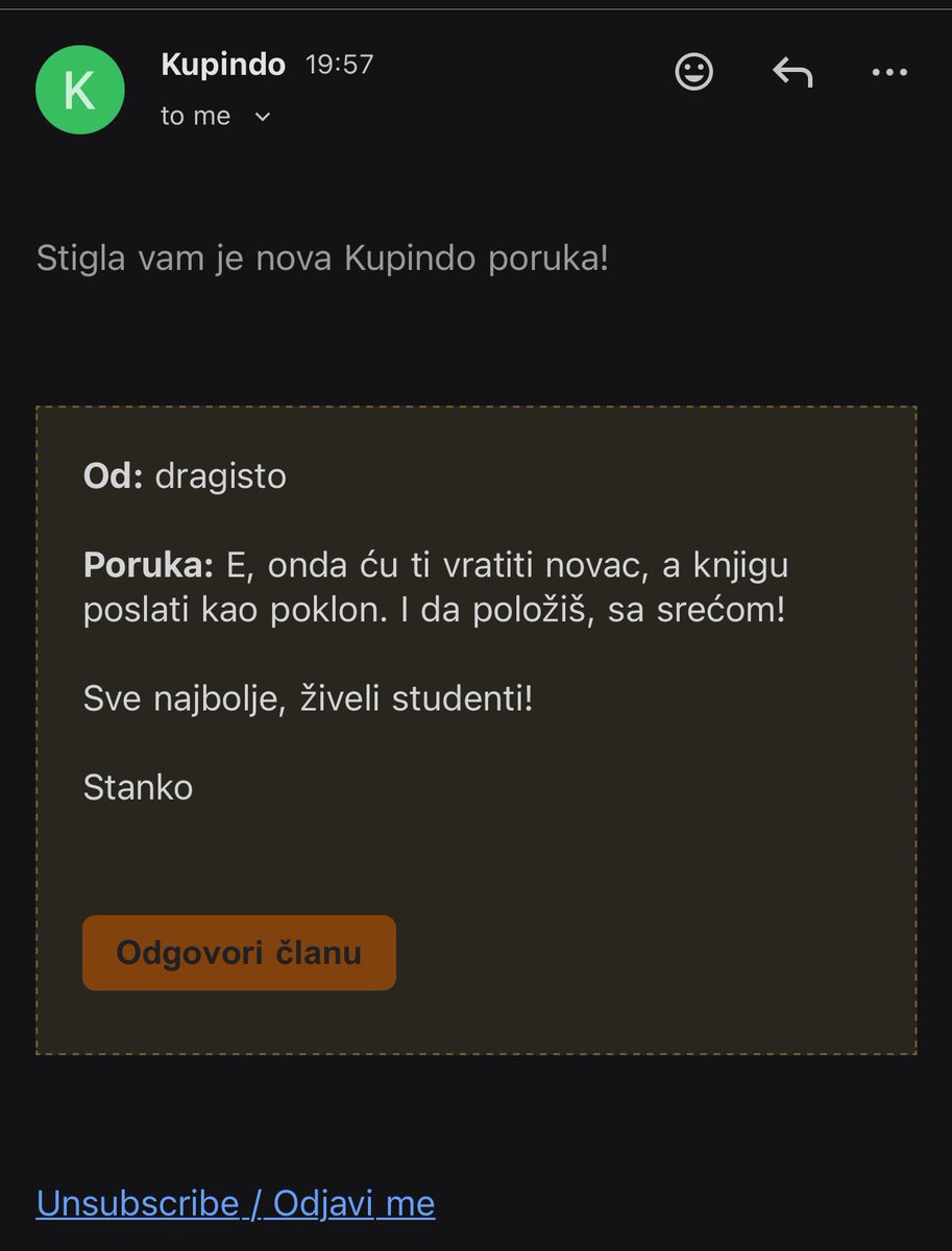 Ljudi…kupila knjigu na Kupindu za ispit pitala kada mi stiže, čovek mi odgovorio i pitao me da li sam stvarno student…potvrdim da jesam i gledajte ovo ja sam u šoku….PLAČEM