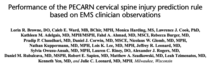 PECARNteam's tweet image. Before #PECARN, we relied on adult rules —
- NEXUS
- Canadian C-Spine Rule

👩🏽 👉🏼 👦🏻 They work for adults but weren’t built or validated for children.

#EMS #EvidenceBased

#CHaMP #GLACiER

🔗journals.lww.com/jtrauma/fullte…