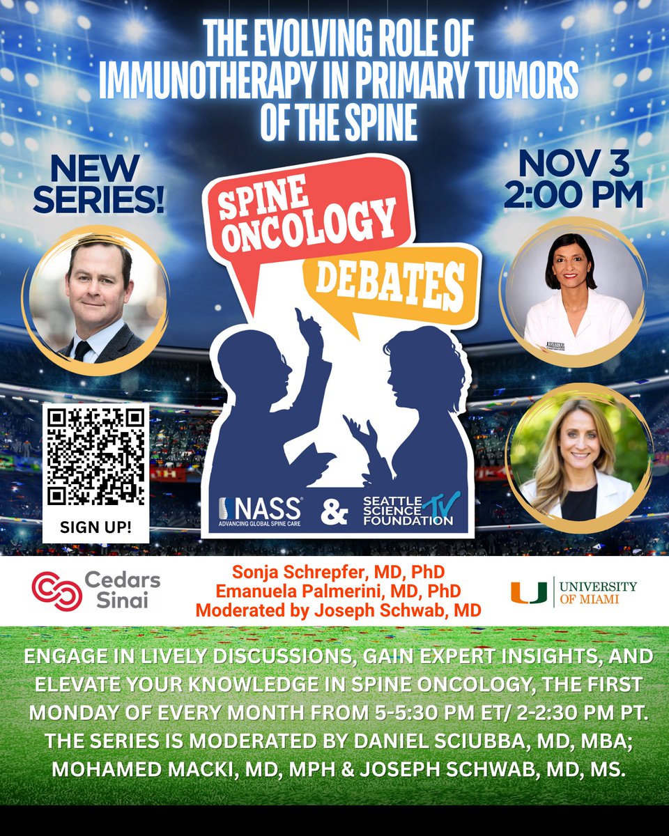 Join us Monday Nov 3rd for a brand new series in conjunction with the North American Spine Society 
#nassspine @nassspine <a href="/univmiami/">University of Miami</a> #univmiami #cedarssinai @cedarssinai #NASS #Oncology #Health #Medicine #ssf #anatomy #CME #spine #backpain #surgery #health