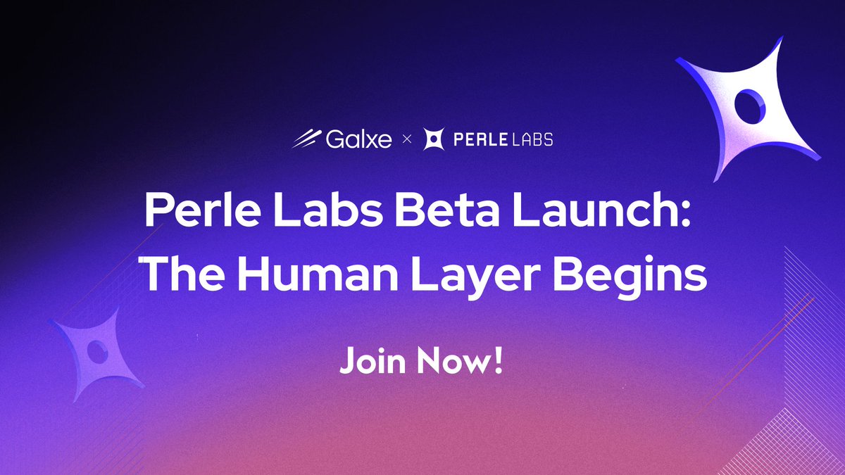 PerleLabs's tweet image. Haven’t joined our Perle Labs launch campaign on @Galxe? There’s still time 👀

Complete all tasks for a chance to win from a $1,000 USDC pool.

✅ Follow us on X, like and retweet
✅ Join our Discord and TG community
✅ Sign up for the Perle Labs beta whitelist