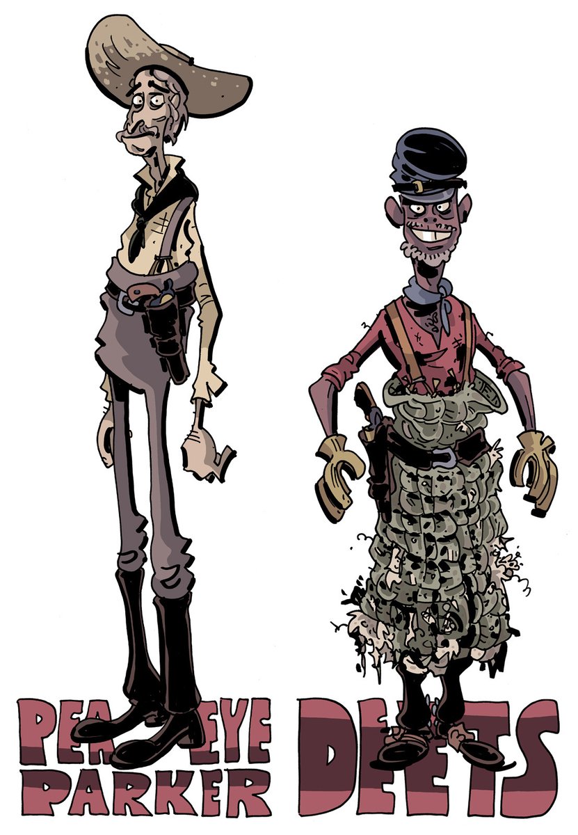 ClockworkAIex's tweet image. Estoy enfrascado en la lectura de la magnífica Lonesome Dove  y me acabo de encontrar conque hace unos años Chris Schweizer se dedicó a dibujar a los principales personajes de la epopeya de Larry McMurtry 🖤