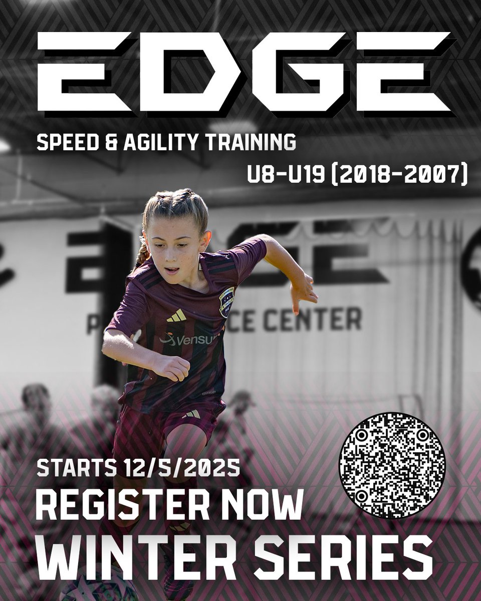 FusionSC's tweet image. Last but certainly not least in our EDGE Winter Series is Speed and Agility! ⚽ Make sure to scan the QR code to sign up before it&apos;s too late! 📲 #EDGEPerformanceCenter #PowerofFusion