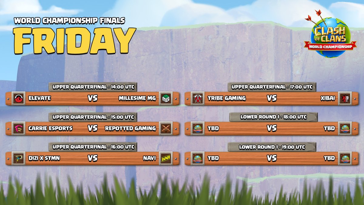 CoCEsports's tweet image. ONE. MORE. DAY! 🏆

The 2025 Clash of Clans World Finals kick off this weekend, where the top 8 teams in the world will battle for glory, pride, and the ultimate title — World Champion. 👑

Check out the full weekend schedule below and get ready for three days of non-stop 3-Star…