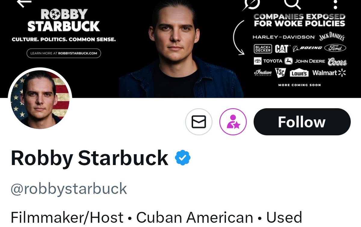 <a href="/robbystarbuck/">Robby Starbuck</a> Describes himself as "Cuban American", then cries "America First". 

Dude you yourself have put America second in your bio.