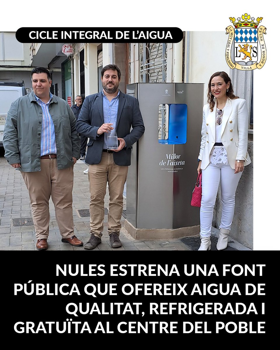 NulesInfo's tweet photo. Los vecinos y vecinas de Nules contarán, a partir de la próxima semana, con un nuevo punto de acceso gratuito a agua de calidad en pleno centro del municipio. https://t.co/vAz3JWLzmF