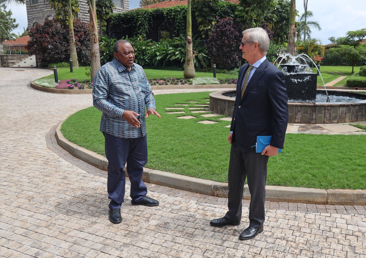 Former President Uhuru Kenyatta today received the Norwegian Special Envoy to the Horn of Africa, Endre Stiansen, who paid him a courtesy call at his Ichaweri residence.