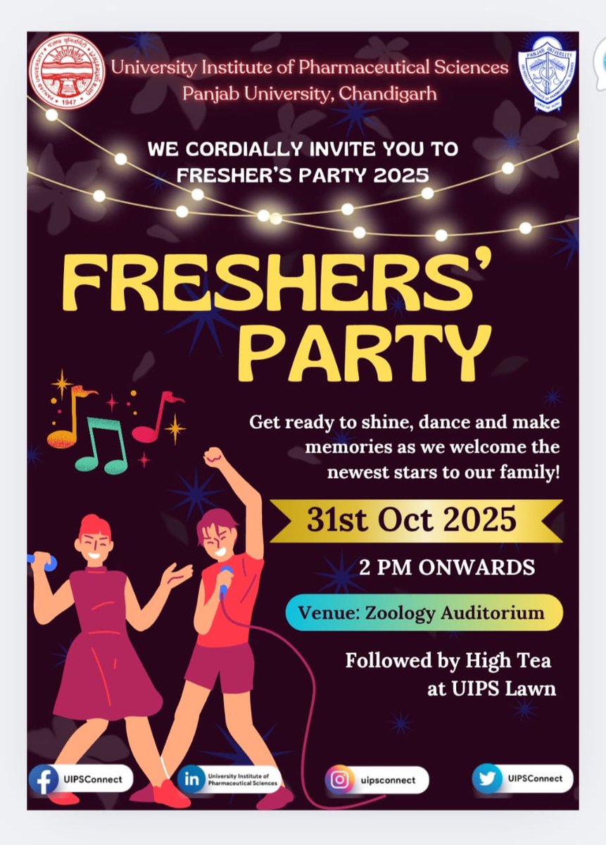 UIPSconnect's tweet image. #uips #panjabuniversitychandigarh
#freshers2025 #bpharm #mpharm
#warmwelcome
#welcomingfreshers
#party