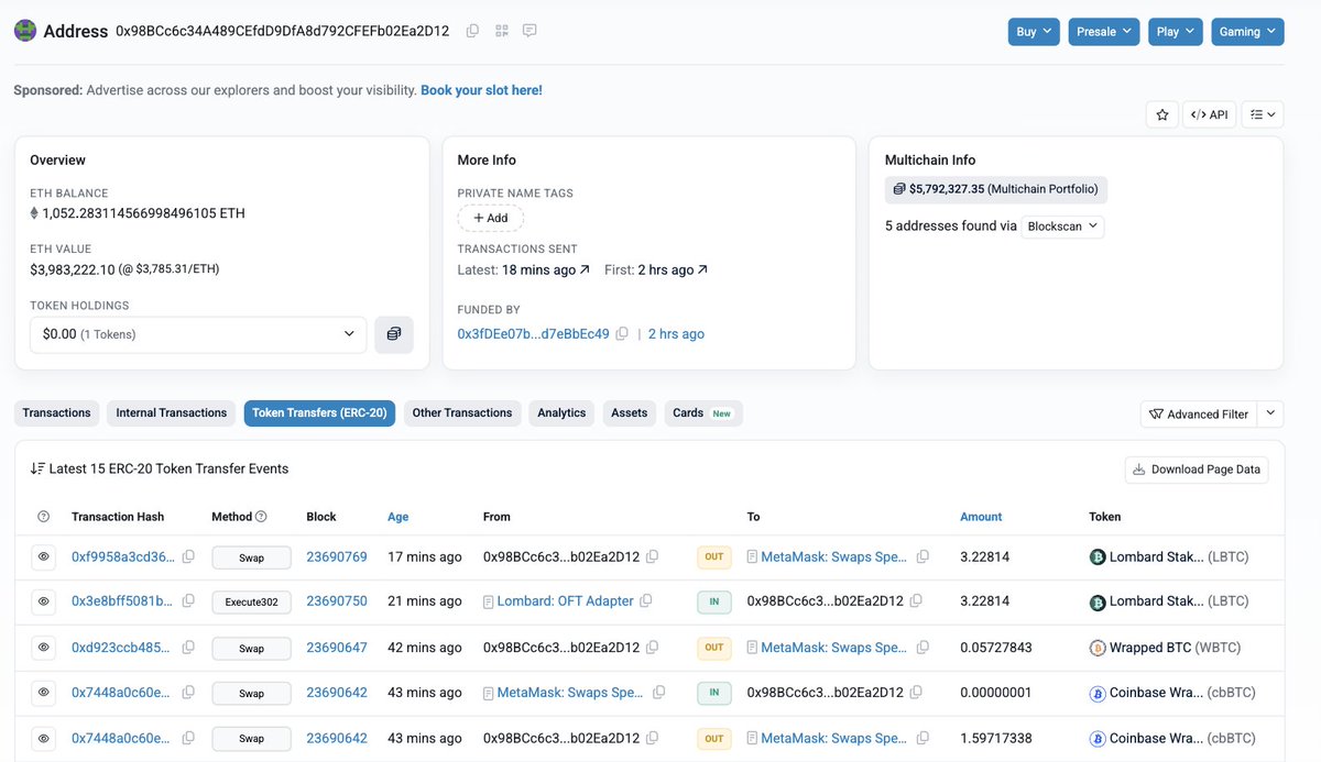 PeckShieldAlert's tweet photo. #PeckShieldAlert ZachXBT has reported that Garden Finance has been exploited for $5.5M+ across multiple chains. 

The exploiter is in the process of swapping the stolen assets for $ETH. https://t.co/x38cG29u3t