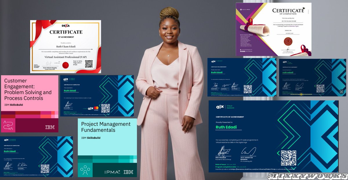 MScort94272's tweet image. 🎓 2025 has been a year of growth &amp;amp; learning! Proud to have earned new certifications that sharpened my skills and mindset. To anyone still learning, don’t rush the process. Every small step counts.  #DEXA #alx_africa #Remotetrybe #KeepGrowing #CareerDevelopment #VirtualAssistant